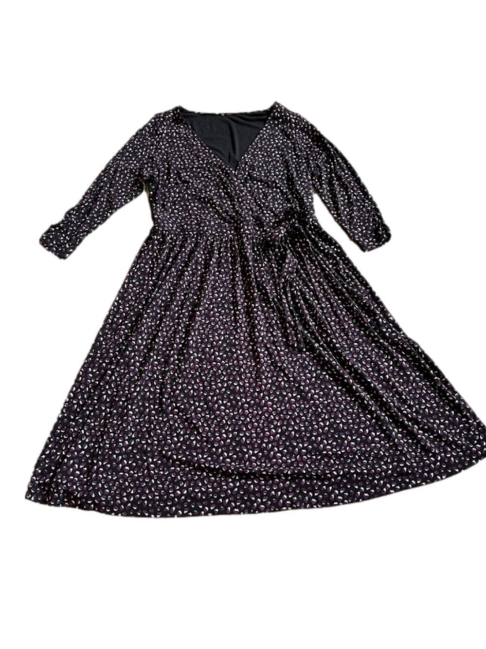 ADDITION ELLE Midi Length Jersey Knit Faux Wrap Dress, XL